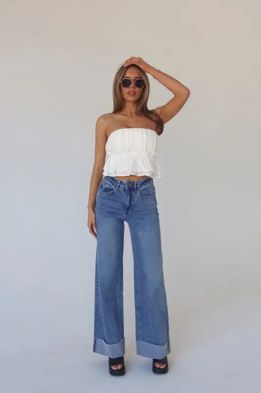 Annie Cuffed High Rise Straight Jeans