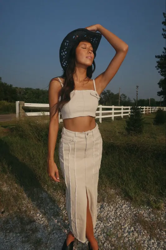 Laney Denim Midi Skirt Set